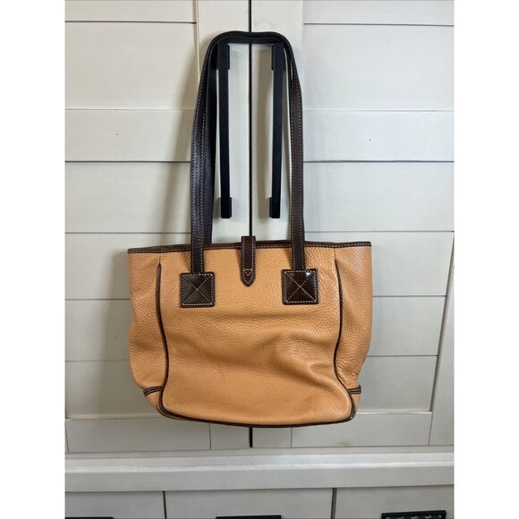 Dooney & Bourke Vintage Pebbled Leather Orange Brown Tote Handbag Purse - Picture 3 of 15